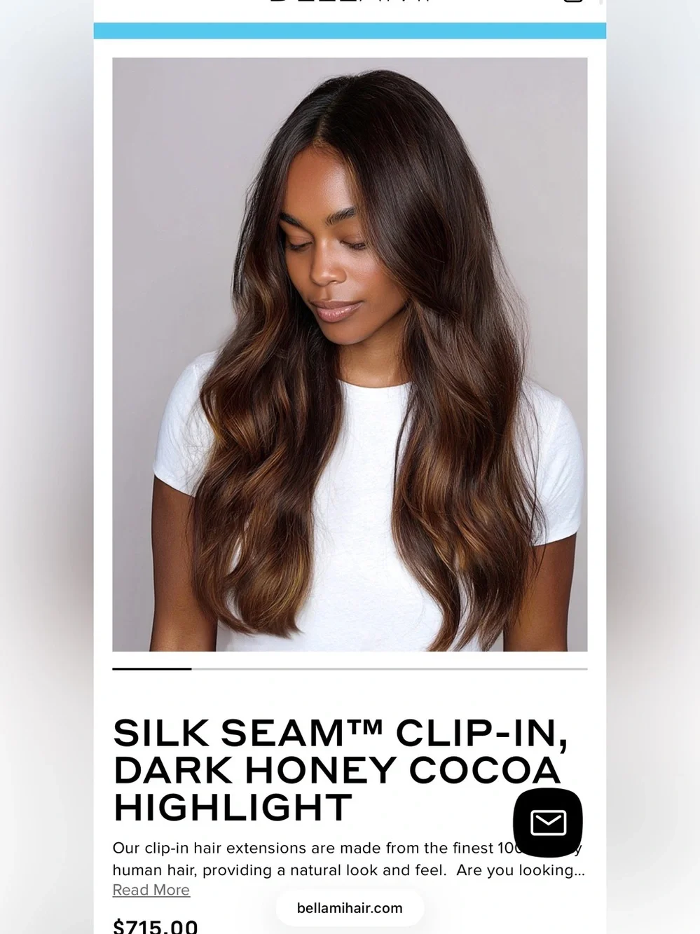 BELLAMI SILK SEAM 20 in Dark Honey Cocoa Highlight Human Hair Clip In Extensions